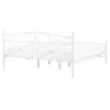 Cama Doble De Metal Blanca 160 X 200 Cm Con Somier Y Respaldo Estilo Retro Rodez - Blanco