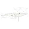 Cama Doble De Metal Blanca 160 X 200 Cm Con Somier Y Respaldo Estilo Retro Rodez - Blanco