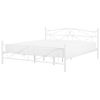 Cama Doble De Metal Blanca 180 X 200 Cm Con Somier Y Respaldo Estilo Retro Rodez - Blanco