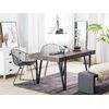 Mesa De Comedor Con Tapa De Madera Oscura Patas De Horquilla De Metal Negro 180 X 90 Cm Estilo Industrial Rectangular Adena - Madera Oscura