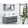 Mueble De Baño Moderno Gris Y Plateado Con Espejo 2 Cajones Lavabo Almeria - Gris