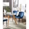 Conjunto De 2 Sillas De Comedor De Terciopelo Azul Marino Negro Acolchado Solano - Azul