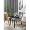 Conjunto De 2 Sillas De Comedor De Terciopelo Gris Negro Acolchado Solano - Gris