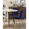 Conjunto De 2 Sillas De Comedor De Terciopelo Azul Sin Reposabrazos Patas De Metal Dorado Retro Glamour Rubio - Azul