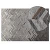 Alfombra De Piel De Vacuno Gris 140 X 200 Cm Estampado Geométrico Arkum - Gris