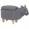 Taburete Para Niños En Forma De Alpaca Tapizado En Tela De Poliéster Gris Patas De Madera Función De Almacenamiento Reposapiés Alpaca - Gris