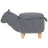 Taburete Para Niños En Forma De Alpaca Tapizado En Tela De Poliéster Gris Patas De Madera Función De Almacenamiento Reposapiés Alpaca - Gris