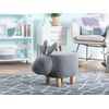 Puf Animal Taburete Para Niños Tejido De Poliéster Gris Patas De Madera Reposapiés Bunny - Gris