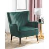 Sillón Orejero Tapizado En Terciopelo Verde Esmeralda Patas Negras Respaldo Acolchado Diseño Glamuroso Varberg - Verde