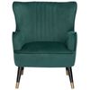 Sillón Orejero Tapizado En Terciopelo Verde Esmeralda Patas Negras Respaldo Acolchado Diseño Glamuroso Varberg - Verde