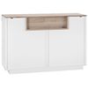 Aparador De Chapa De Madera Clara Y Blanca 75 X 110 X 40 Cm Con Gabinete Y 2 Cajones Marlin - Blanco