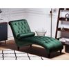 Chaise Longue Chesterfield Tapizado En Tela Verde Oscuro Abotonada Moderna Sala De Estar Patas De Madera Muret - Verde