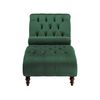 Chaise Longue Chesterfield Tapizado En Tela Verde Oscuro Abotonada Moderna Sala De Estar Patas De Madera Muret - Verde