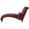 Chaise Longue Chesterfield Tapizado En Tela Rojo Oscuro Abotonada Moderna Sala De Estar Patas De Madera Muret - Rojo