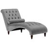 Chaise Longue Chesterfield Tapizado En Tela Gris Claro Abotonada Moderna Sala De Estar Patas De Madera Muret - Gris