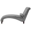 Chaise Longue Chesterfield Tapizado En Tela Gris Claro Abotonada Moderna Sala De Estar Patas De Madera Muret - Gris