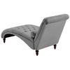 Chaise Longue Chesterfield Tapizado En Tela Gris Claro Abotonada Moderna Sala De Estar Patas De Madera Muret - Gris