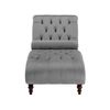 Chaise Longue Chesterfield Tapizado En Tela Gris Claro Abotonada Moderna Sala De Estar Patas De Madera Muret - Gris