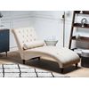 Chaise Longue Chesterfield Tapizado En Tela Beige Abotonada Moderna Sala De Estar Patas De Madera Muret - Beige