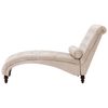 Chaise Longue Chesterfield Tapizado En Tela Beige Abotonada Moderna Sala De Estar Patas De Madera Muret - Beige