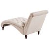 Chaise Longue Chesterfield Tapizado En Tela Beige Abotonada Moderna Sala De Estar Patas De Madera Muret - Beige