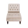 Chaise Longue Chesterfield Tapizado En Tela Beige Abotonada Moderna Sala De Estar Patas De Madera Muret - Beige