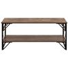 Mesa De Centro Con Tablero De Madera Oscura Marco De Metal Negro Estante 120 X 60 Cm Tablero De Partículas Industrial Bolton - Madera Oscura