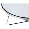 Mesa De Centro Tablero De Cristal Templado Blanco Patas De Horquilla De Metal Plateado Forma Redonda Meridian Ii - Blanco