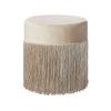 Puf Otomana Redondo De Terciopelo Beige Glam Con Borlas Virginia - Beige