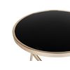 Mesa Auxiliar Tablero De Cristal Templado Negro Patas De Horquilla De Metal Dorado Forma Redonda Meridian Ii - Negro