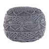 Puf De Algodón Gris De Punto Reposapiés Trenzado Redondo De Crochet Grueso Kayseri - Gris