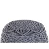 Puf De Algodón Gris De Punto Reposapiés Trenzado Redondo De Crochet Grueso Kayseri - Gris