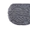 Puf De Algodón Gris De Punto Reposapiés Trenzado Redondo De Crochet Grueso Kayseri - Gris