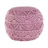 Puf De Algodón Rosa De Punto Reposapiés Trenzado Redondo De Crochet Grueso Kayseri - Rosa