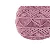 Puf De Algodón Rosa De Punto Reposapiés Trenzado Redondo De Crochet Grueso Kayseri - Rosa