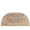 Puf De Punto De Algodón Beige Reposapiés Trenzado Redondo De Crochet Grueso Kayseri - Beige