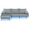 Sofá Esquinero De Terciopelo Gris Con Led En Forma De L De 3 Plazas Con Chaise Longue Patas De Metal Versión Derecha Varde - Gris