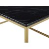 Mesa De Centro Efecto Mármol Negro Dorado 100 X 60 Cm Base De Metal Dorris - Negro