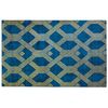 Alfombra Azul De Viscosa Con Estampado Geométrico Dorado Con Algodón 140 X 200 Cm Estilo Glamour Moderno Vekse - Azul