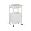 Carrito De Cocina Blanco Tablero De Madera Clara 39 X 48 X 89 Cm Ruedas Estante Cajón Siena - Blanco