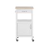 Carrito De Cocina Blanco Tablero De Madera Clara 39 X 48 X 89 Cm Ruedas Estante Cajón Siena - Blanco