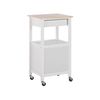 Carrito De Cocina Blanco Tablero De Madera Clara 39 X 48 X 89 Cm Ruedas Estante Cajón Siena - Blanco