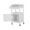 Carrito De Cocina Blanco Tablero De Madera Clara 39 X 48 X 89 Cm Ruedas Estante Cajón Siena - Blanco