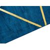 Alfombra Azul Con Estampado Geométrico Dorado De Viscosa Con Algodón 80 X 150 Cm Tejida A Mano Estilo Moderno Glam Havza - Azul