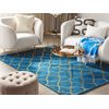 Alfombra Azul Con Patrón De Trébol Dorado De Viscosa Y Algodón 160 X 230 Cm Estilo Glam Moderno Yelki - Azul