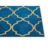 Alfombra Azul Con Patrón De Trébol Dorado De Viscosa Y Algodón 160 X 230 Cm Estilo Glam Moderno Yelki - Azul