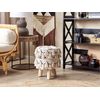 Reposapiés Beige Con Negro Decorativo Punto De Algodón Patas De Madera Borlas Decorativas Diseño Boho Thondi - Beige