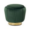 Puf Tapizado En Terciopelo Verde Con Base Dorada Ø 43 X 37 Cm Reposapiés Glamour Irving - Verde