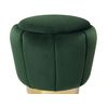 Puf Tapizado En Terciopelo Verde Con Base Dorada Ø 43 X 37 Cm Reposapiés Glamour Irving - Verde