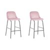 Conjunto De 2 Taburetes De Bar Tapizadas En Terciopelo Rosa Con Patas De Metal Negro Estilo Industrial Nekoma - Rosa